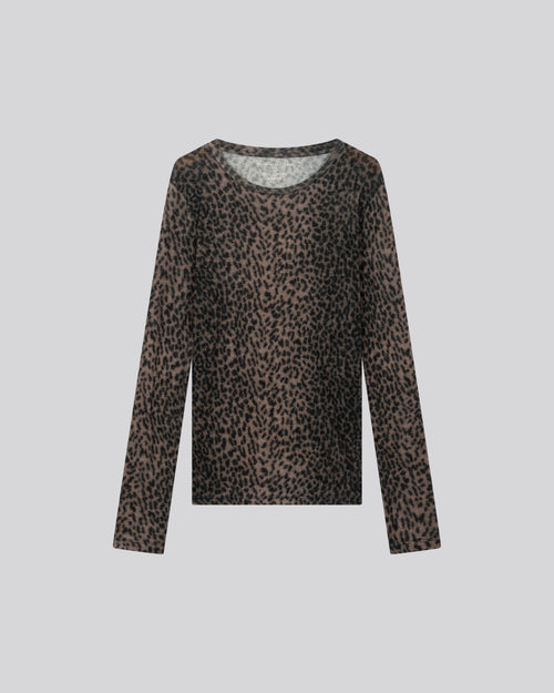 Rosa Langarm-T-Shirt mit Rundhalsausschnitt aus Bio-Baumwolle / Kaschmir - MAJESTIC FILATURES