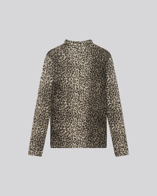 Beige langärmeliges Rollkragen-T-Shirt aus Bio-Baumwolle / Kaschmir - MAJESTIC FILATURES