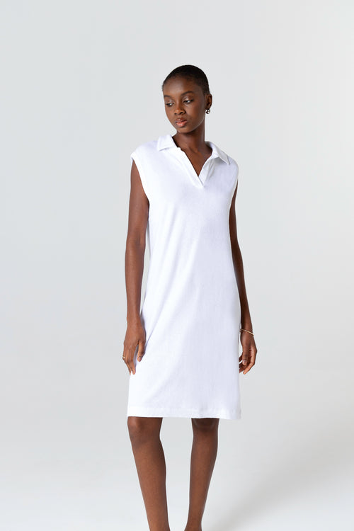 Robe Milk Col Tunisien Sans Manches en Coton organique / Polyamide - MAJESTIC FILATURES