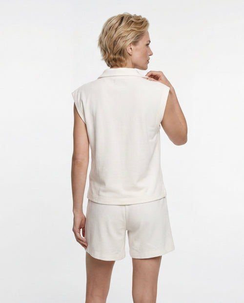 T-shirt Milk Col Polo Sans Manches en Coton Organique / Polyamide - MAJESTIC FILATURES