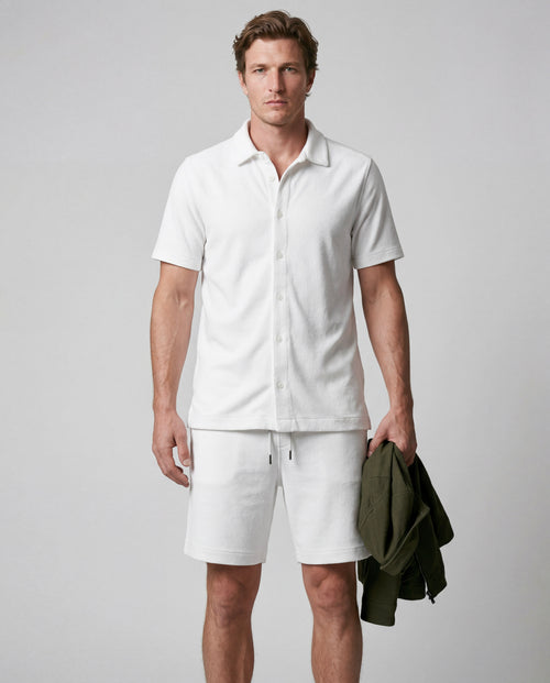 Chemise Blanche Manches Courtes en Coton Organique / Polyamide - MAJESTIC FILATURES