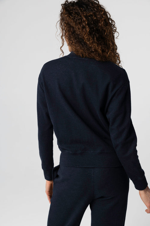 Veste Marine Manches Longues en Coton / Lin / Coton organique - MAJESTIC FILATURES