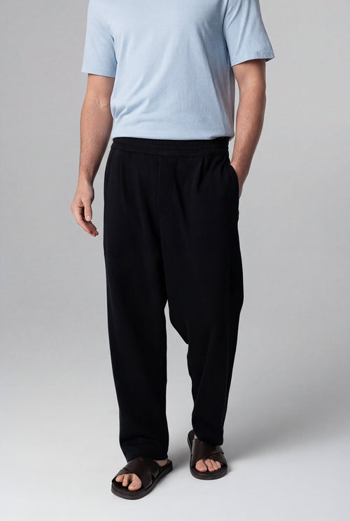 Pantalon Noir en Coton / Lin / Coton organique - MAJESTIC FILATURES