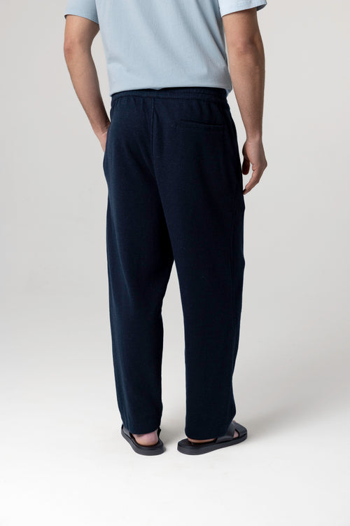 Hose aus Baumwolle / Leinen / Bio-Baumwolle in Marineblau - MAJESTIC FILATURES