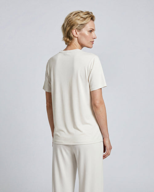 T-shirt Milk Col Rond Manches Courtes en Coton organique / Soie - MAJESTIC FILATURES