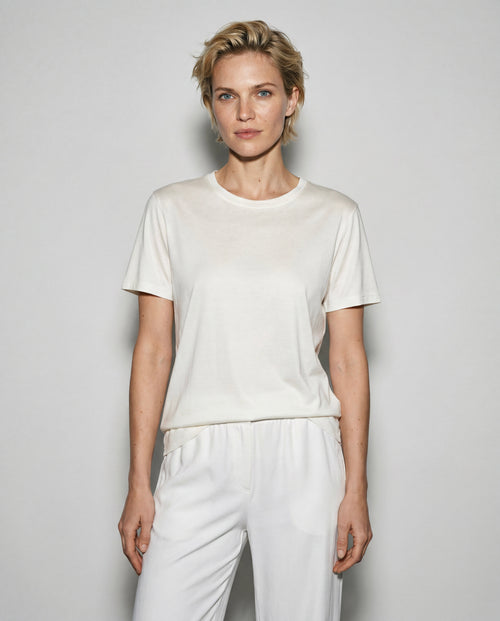 T-shirt Milk Col Rond Manches Courtes en Coton organique / Soie - MAJESTIC FILATURES