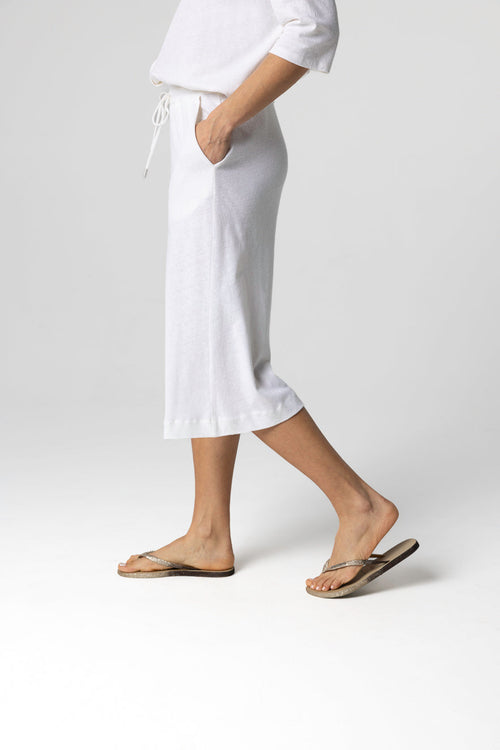 Shorts aus Baumwolle/Leinen in Milchweiß - MAJESTIC FILATURES