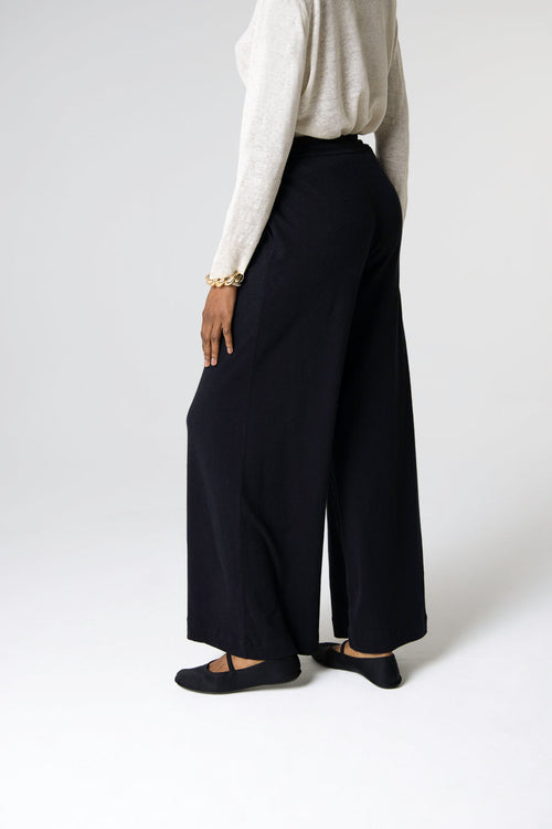 Pantalon Noir en Coton / Lin - MAJESTIC FILATURES