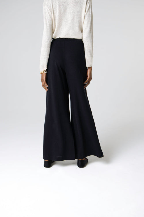 Pantalon Noir en Coton / Lin - MAJESTIC FILATURES