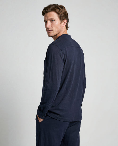 Chemise Marine Manches Longues en Coton / Lin - MAJESTIC FILATURES