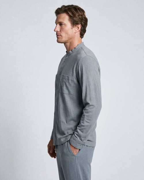 Chemise Grise Manches Longues en Coton / Lin - MAJESTIC FILATURES