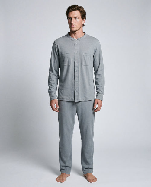 Chemise Grise Manches Longues en Coton / Lin - MAJESTIC FILATURES