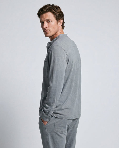 Chemise Grise Manches Longues en Coton / Lin - MAJESTIC FILATURES
