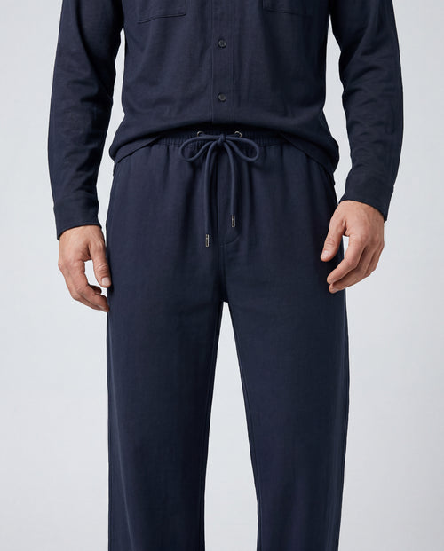 Pantalon Marine en Coton / Lin - MAJESTIC FILATURES