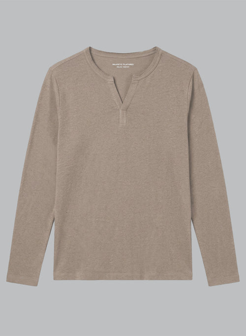 Tunisien Coffee Latte Manches Longues en Coton / Lin - MAJESTIC FILATURES