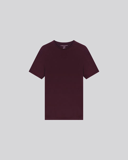 Auberginefarbenes T-Shirt mit Rundhalsausschnitt und kurzen Ärmeln aus Baumwolle und Kaschmir - MAJESTIC FILATURES