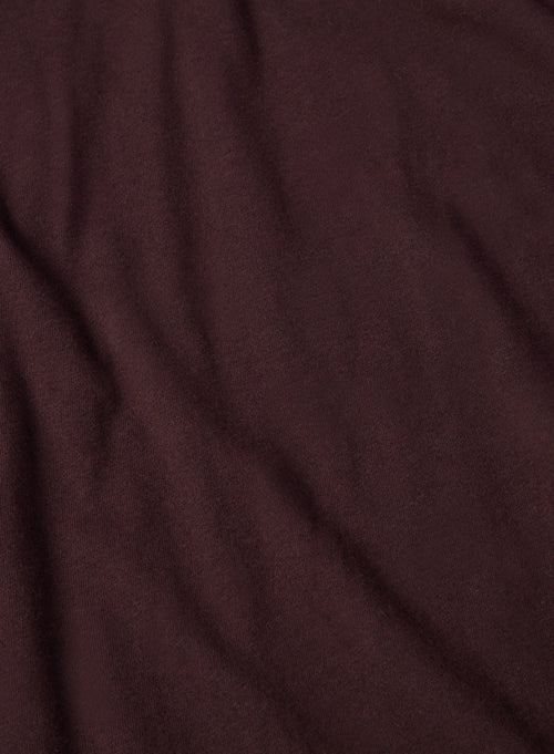 T-shirt Aubergine Col Rond Manches Courtes en Coton / Cachemire - MAJESTIC FILATURES