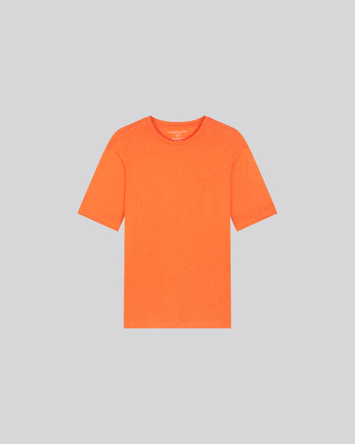 T-shirt Orange Col Rond Manches Courtes en Coton / Cachemire - MAJESTIC FILATURES