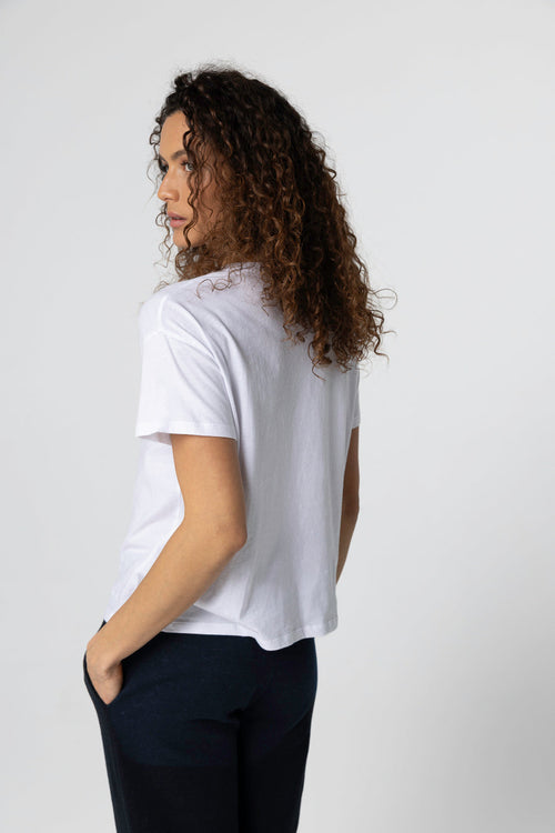 T-shirt Blanc Col Rond Manches Courtes en Coton organique - MAJESTIC FILATURES