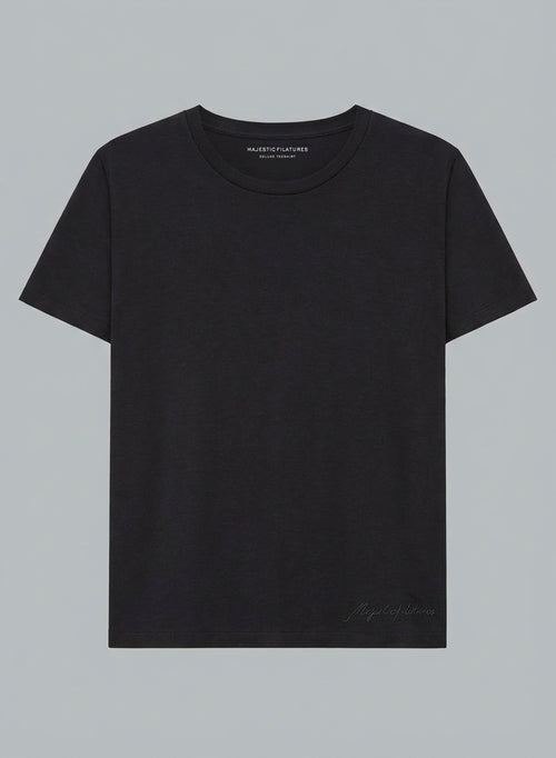T-shirt Noir Col Rond Manches Courtes en Coton organique - MAJESTIC FILATURES