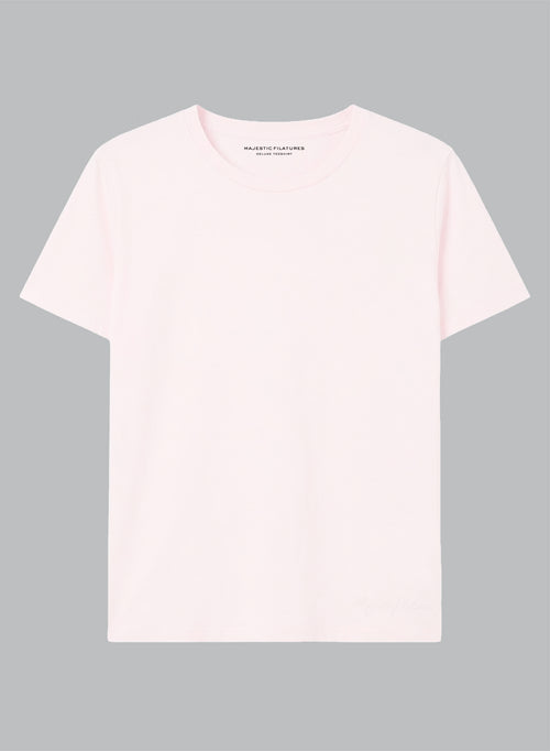 T-shirt Rose Col Rond Manches Courtes en Coton organique - MAJESTIC FILATURES