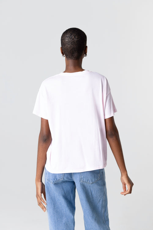 T-shirt Rose Col Rond Manches Courtes en Coton organique - MAJESTIC FILATURES