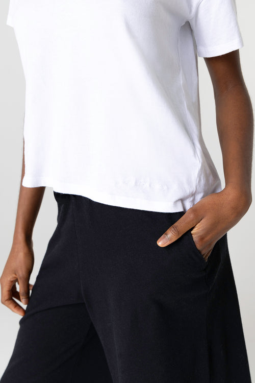 T-shirt Blanc Col V Manches Courtes en Coton organique - MAJESTIC FILATURES