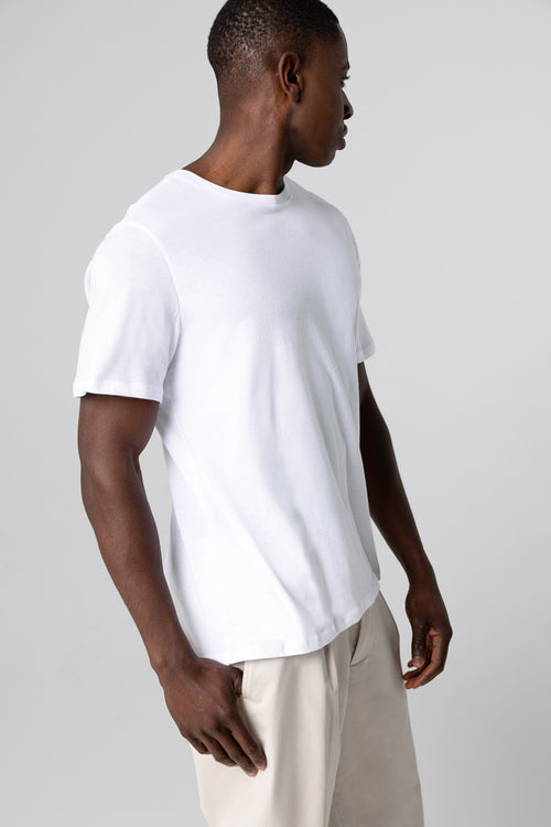 Patrice T-Shirt mit Rundhalsausschnitt und kurzen Ärmeln aus Baumwolle in Weiß - MAJESTIC FILATURES