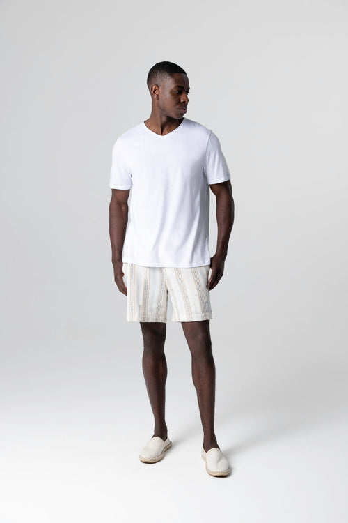 T-shirt Blanc Col V Manches Courtes en Coton organique - MAJESTIC FILATURES