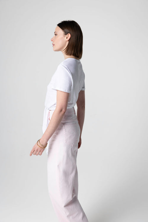 T-shirt Blanc Col Rond Manches Courtes en Coton Supima - MAJESTIC FILATURES
