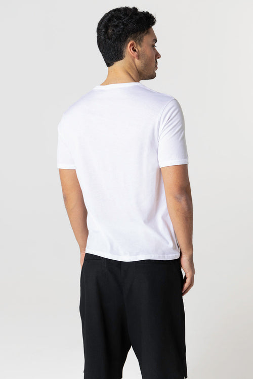 T-shirt Blanc Col Rond Manches Courtes en Coton Supima - MAJESTIC FILATURES