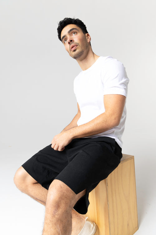 T-shirt Blanc Col Rond Manches Courtes en Coton supima - MAJESTIC FILATURES