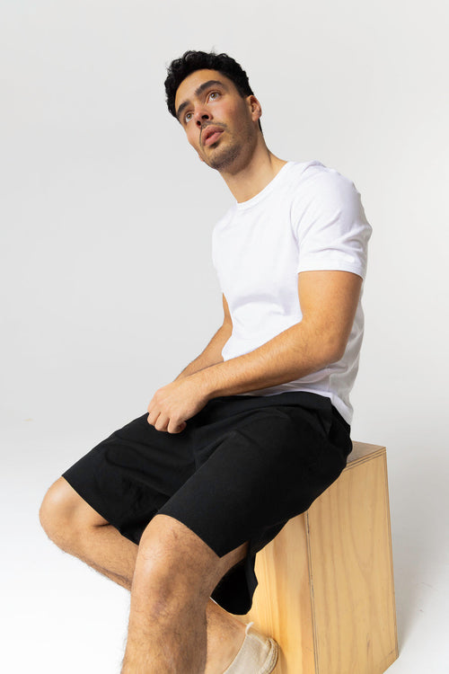 T-shirt Blanc Col Rond Manches Courtes en Coton Supima - MAJESTIC FILATURES