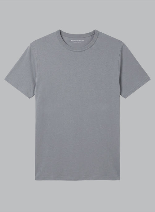 T-shirt Gris Col Rond Manches Courtes en Coton Supima - MAJESTIC FILATURES