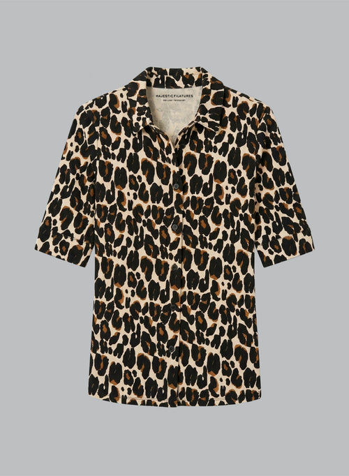 Chemise Ecru chiné Manches Coudes en Coton / Elasthanne - MAJESTIC FILATURES