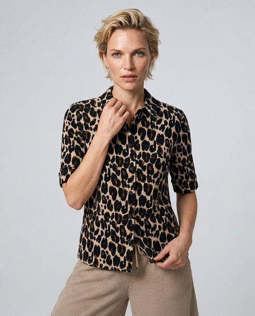 Chemise Ecru chiné Manches Coudes en Coton / Elasthanne - MAJESTIC FILATURES