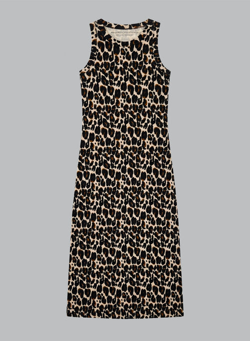 Robe Ecru chiné Col Rond Sans Manches en Coton / Elasthanne - MAJESTIC FILATURES