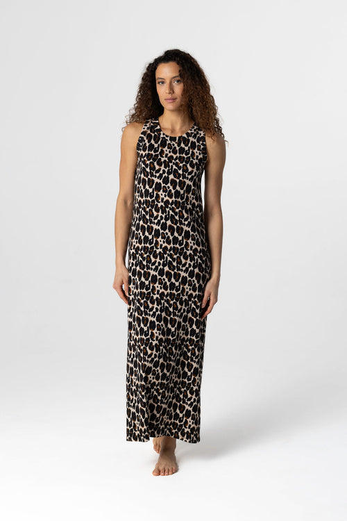 Robe Ecru chiné Col Rond Sans Manches en Coton / Elasthanne - MAJESTIC FILATURES