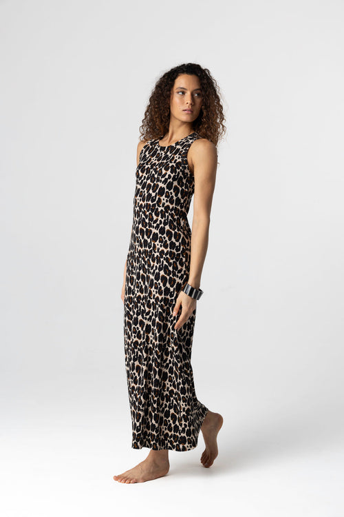 Robe Ecru chiné Col Rond Sans Manches en Coton / Elasthanne - MAJESTIC FILATURES