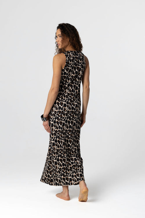 Robe Ecru chiné Col Rond Sans Manches en Coton / Elasthanne - MAJESTIC FILATURES