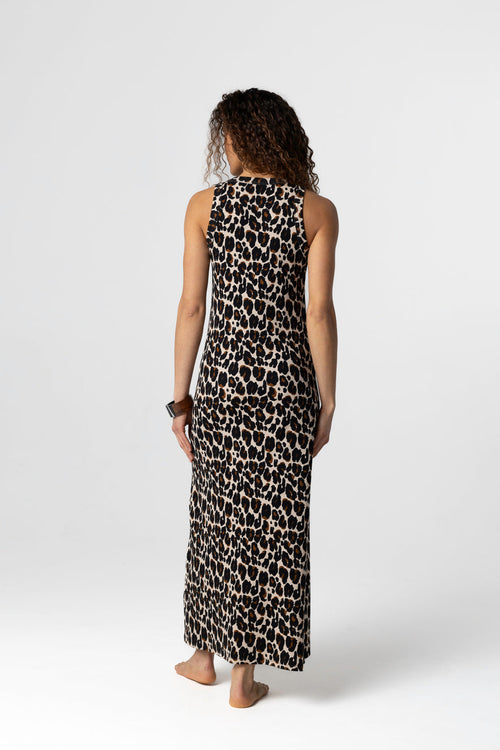 Robe Ecru chiné Col Rond Sans Manches en Coton / Elasthanne - MAJESTIC FILATURES