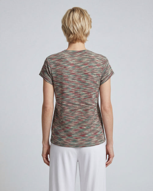 T-shirt Multicouleurs Col Rond Manches Courtes en Viscose - MAJESTIC FILATURES