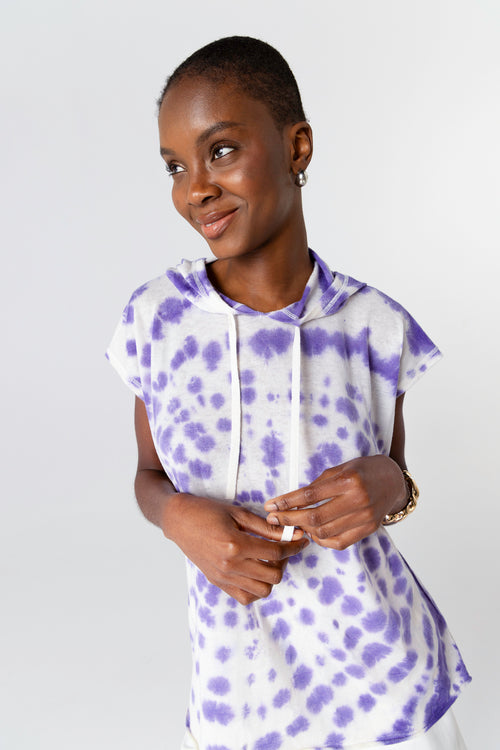 Sweat Violet Capuche Sans Manches en Cachemire - MAJESTIC FILATURES