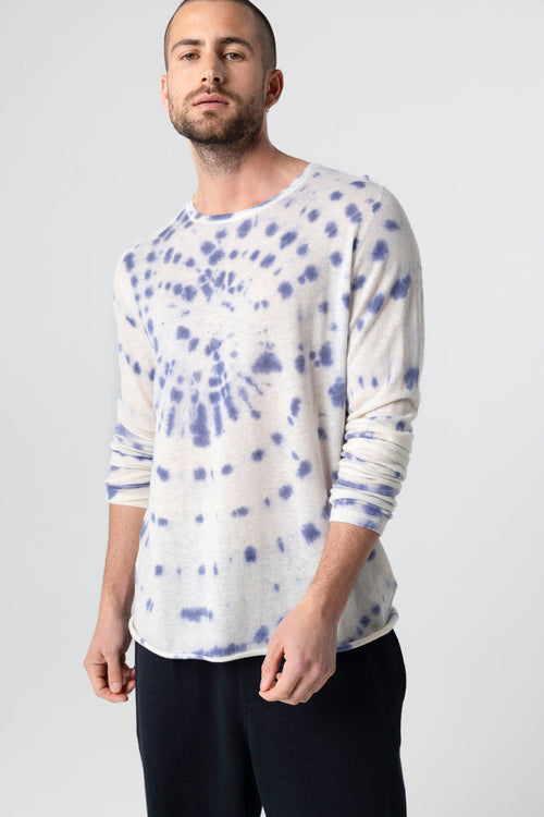 Rundhals-Pullover Blue Moon Tie-Dye mit Lange Ärmel aus Kaschmir - MAJESTIC FILATURES