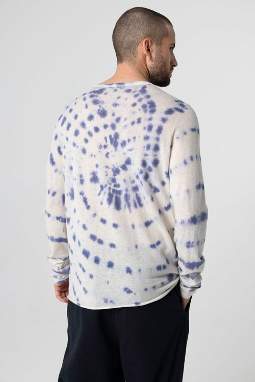 Rundhals-Pullover Blue Moon Tie-Dye mit Lange Ärmel aus Kaschmir - MAJESTIC FILATURES