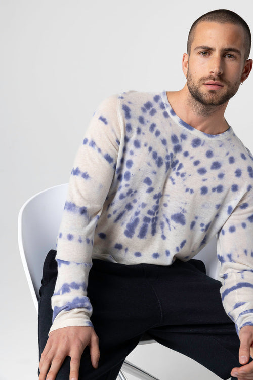 Rundhals-Pullover Blue Moon Tie-Dye mit Lange Ärmel aus Kaschmir - MAJESTIC FILATURES