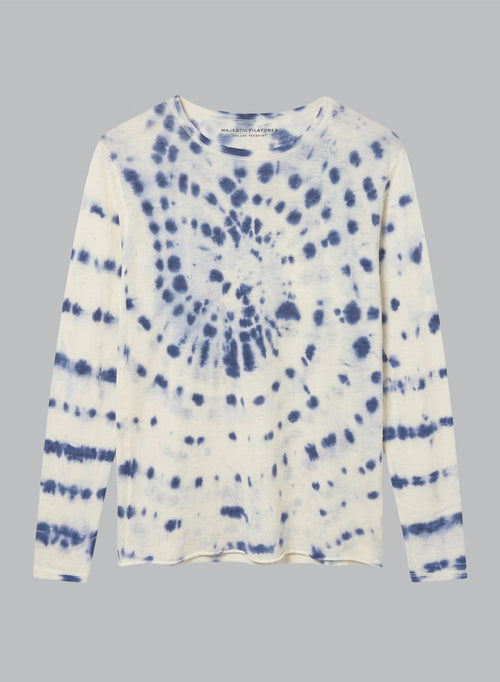 Rundhals-Pullover Blue Moon Tie-Dye mit Lange Ärmel aus Kaschmir - MAJESTIC FILATURES