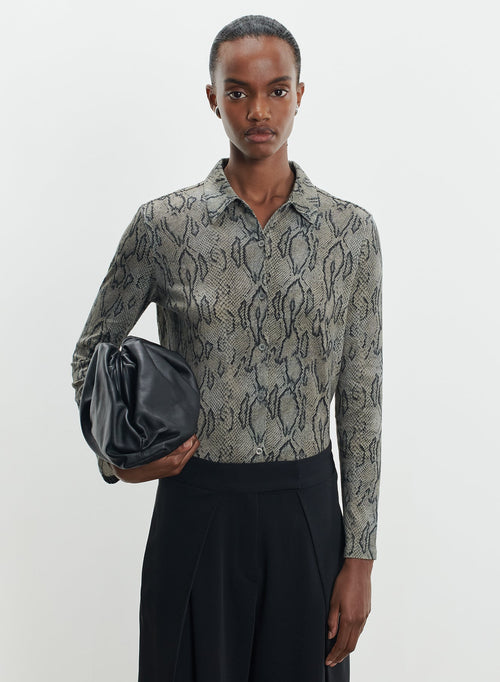 Chemise en coton et cachemire imprimé serpent - MAJESTIC FILATURES