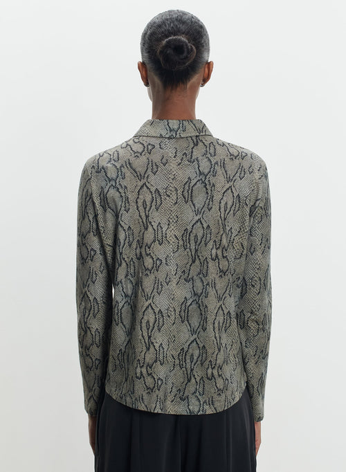Chemise en coton et cachemire imprimé serpent - MAJESTIC FILATURES
