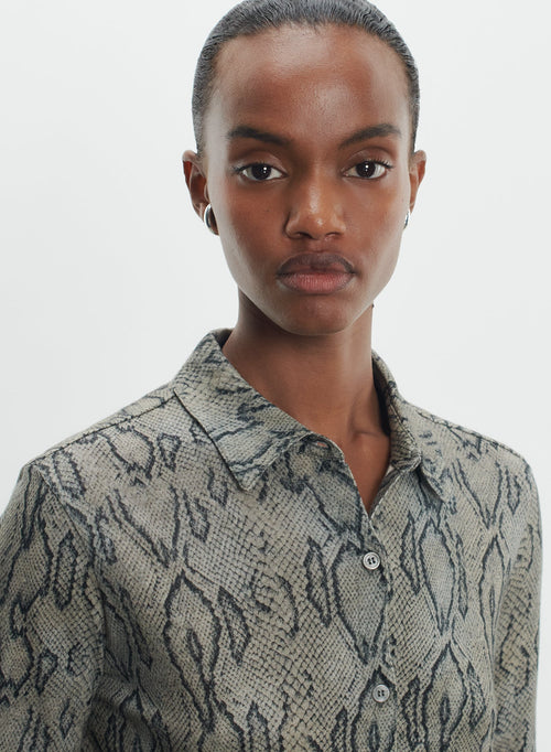 Chemise en coton et cachemire imprimé serpent - MAJESTIC FILATURES